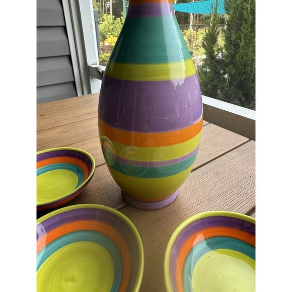 Century Olive Oil Bottle With 4 Dipping Bowls Striped - Picture 4 of 7